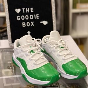 Jordan Green and White Athletic Shoes